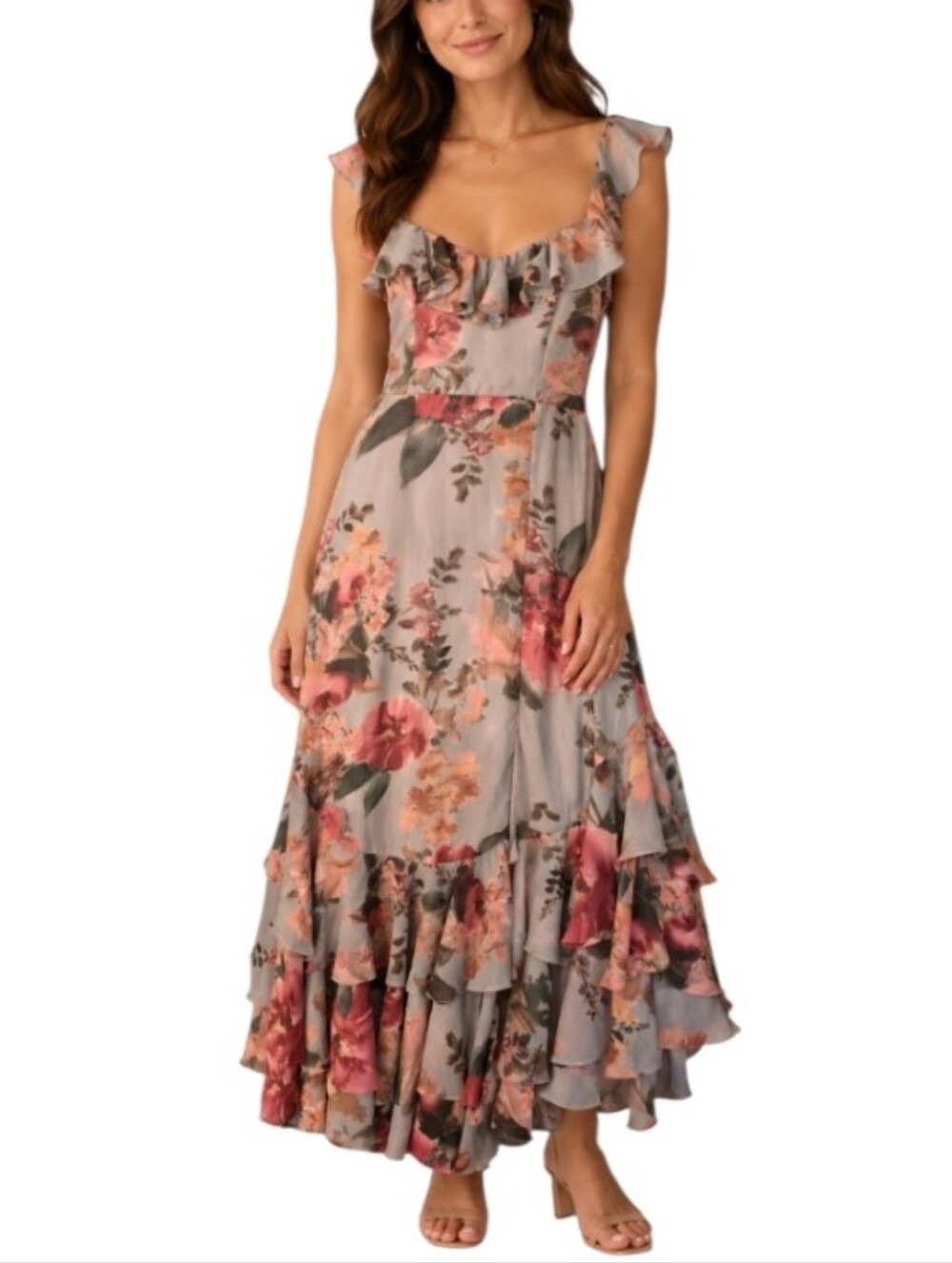 Birdy Grey Ruffled Floral maxi dress- S.           U39